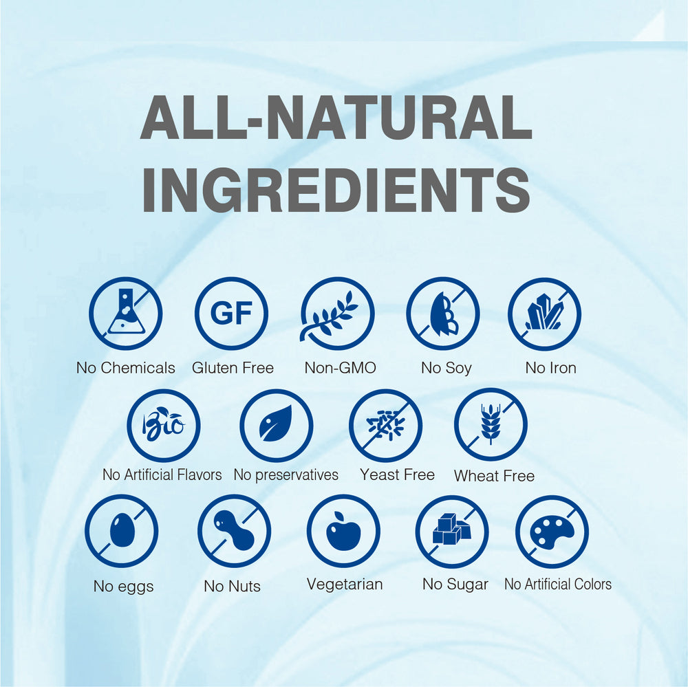 METAFLORA 50+ Bone Health Probiotics, no chemicals, gluten free, non gmo, no soy, no iron, no artificial flavors, no preservatives, yeast free, wheat free, no eggs, no nuts, vegetarian, no sugar